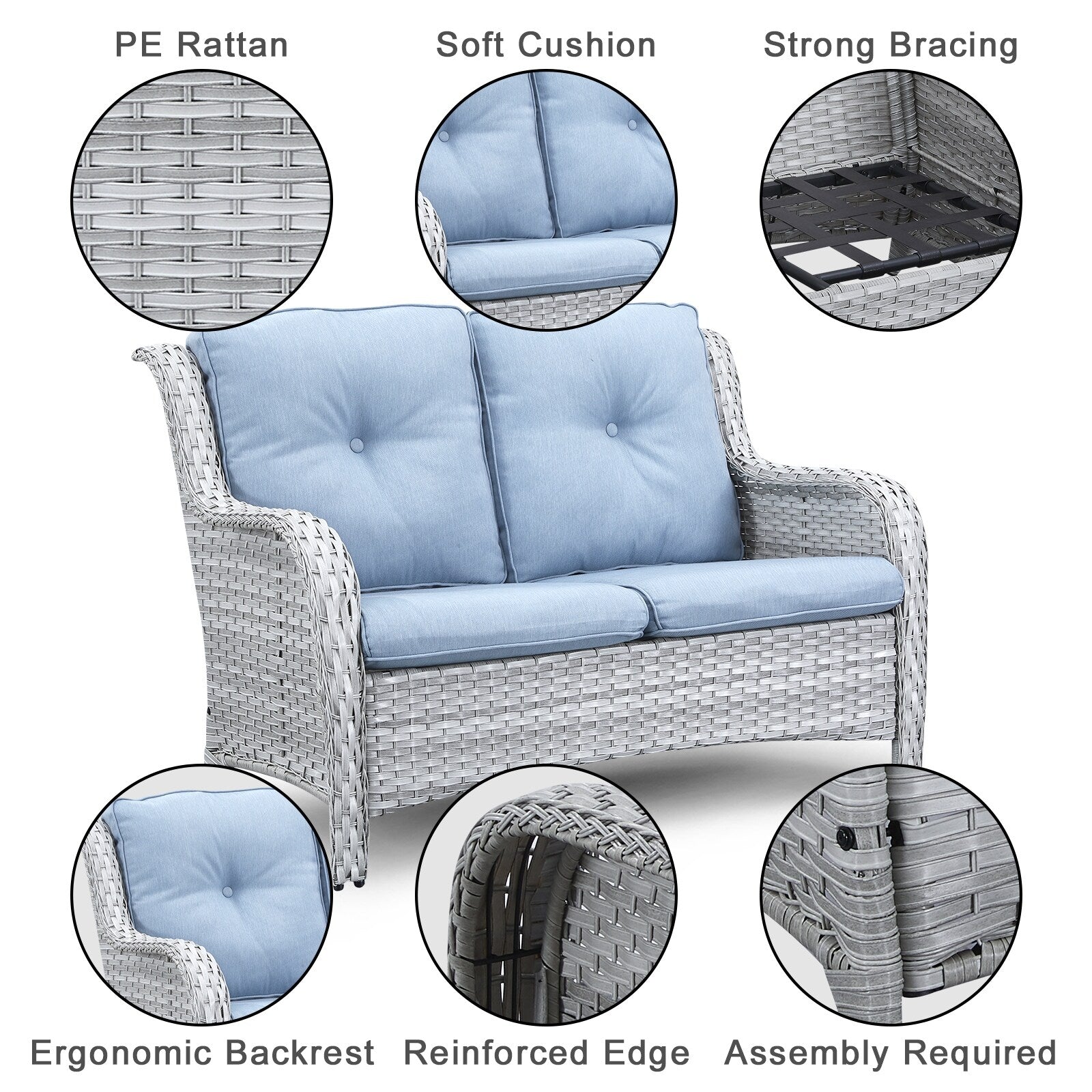 Ensemble canapé deux places d'extérieur en osier et rotin Gymojoy