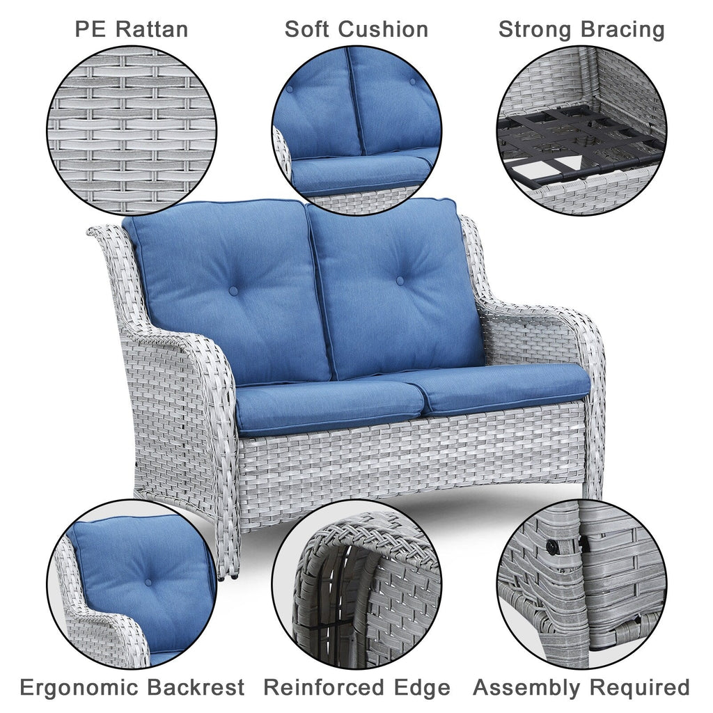 Ensemble canapé deux places d'extérieur en osier et rotin Gymojoy