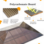 Gazebo à toit rigide pour jardin – Pergola permanente avec moustiquaire, rideaux et double toit, abri extérieur toutes saisons