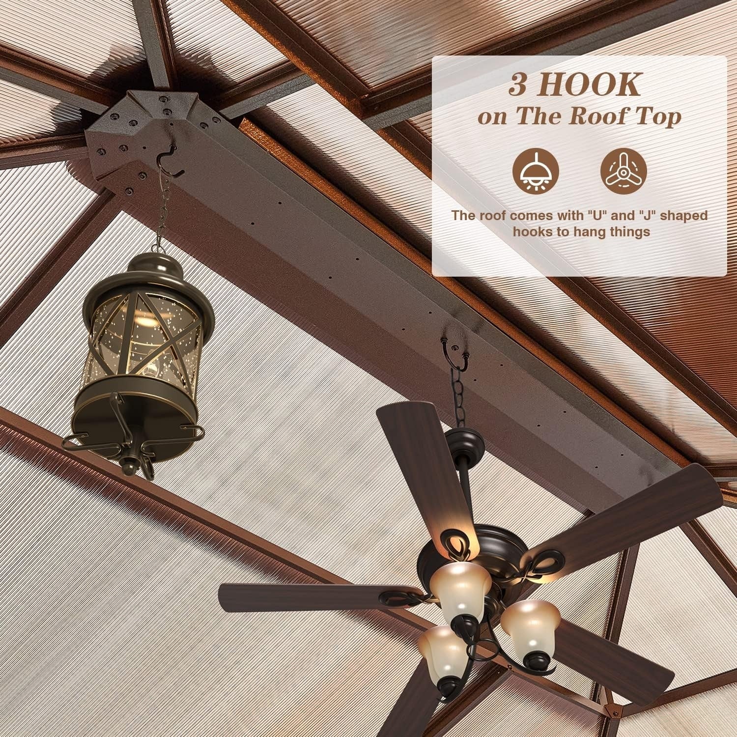 Gazebo à toit rigide pour jardin – Pergola permanente avec moustiquaire, rideaux et double toit, abri extérieur toutes saisons