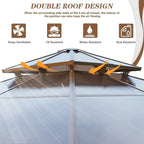 Gazebo à toit rigide pour jardin – Pergola permanente avec moustiquaire, rideaux et double toit, abri extérieur toutes saisons