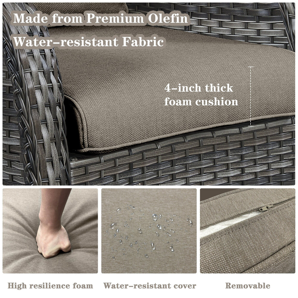 Gymojoy Chaise longue à bascule en osier pour extérieur avec base pivotante (lot de 2)