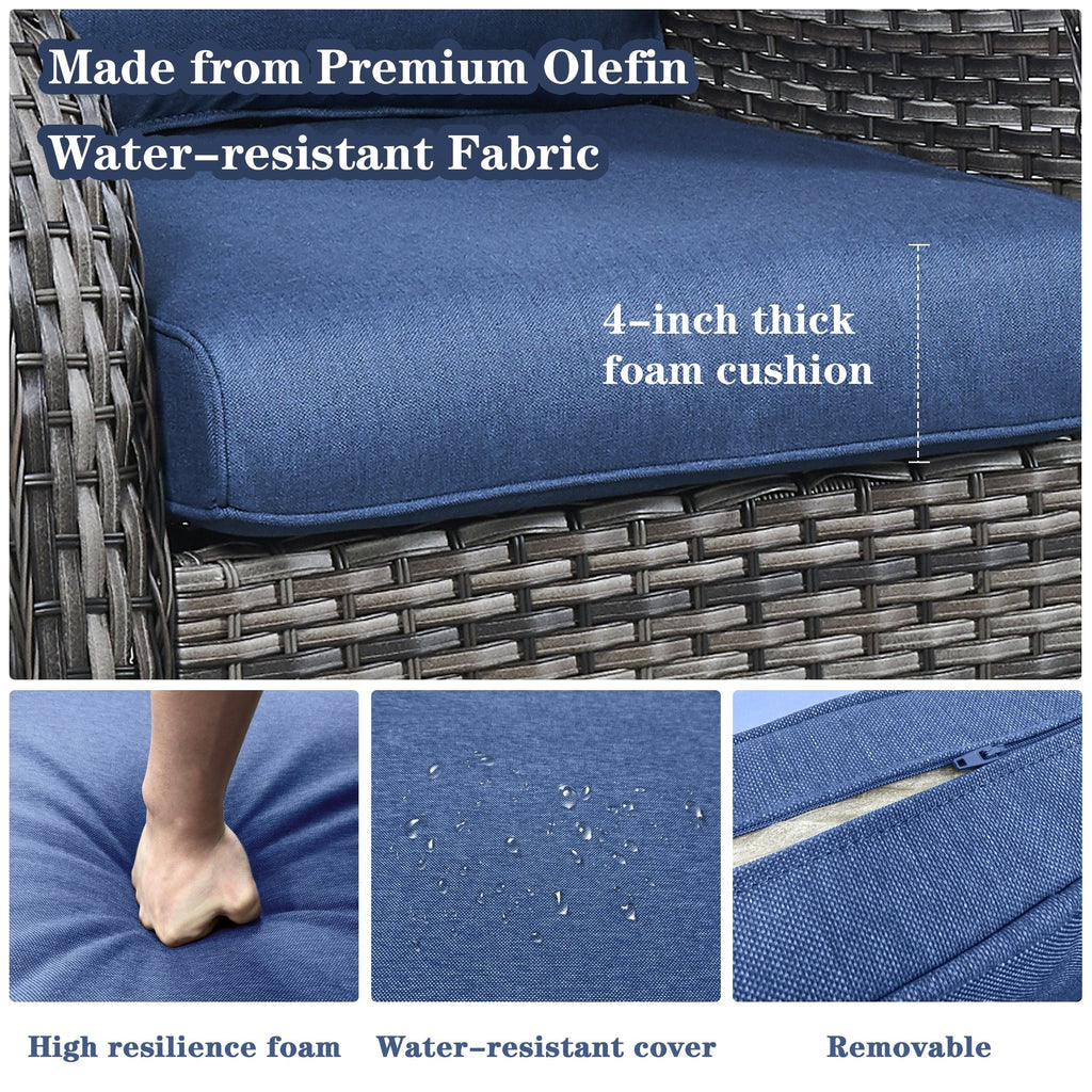 Gymojoy Chaise longue à bascule en osier pour extérieur avec base pivotante (lot de 2)