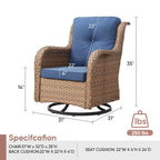 Gymojoy Chaise longue à bascule en osier pour extérieur avec base pivotante (lot de 2)