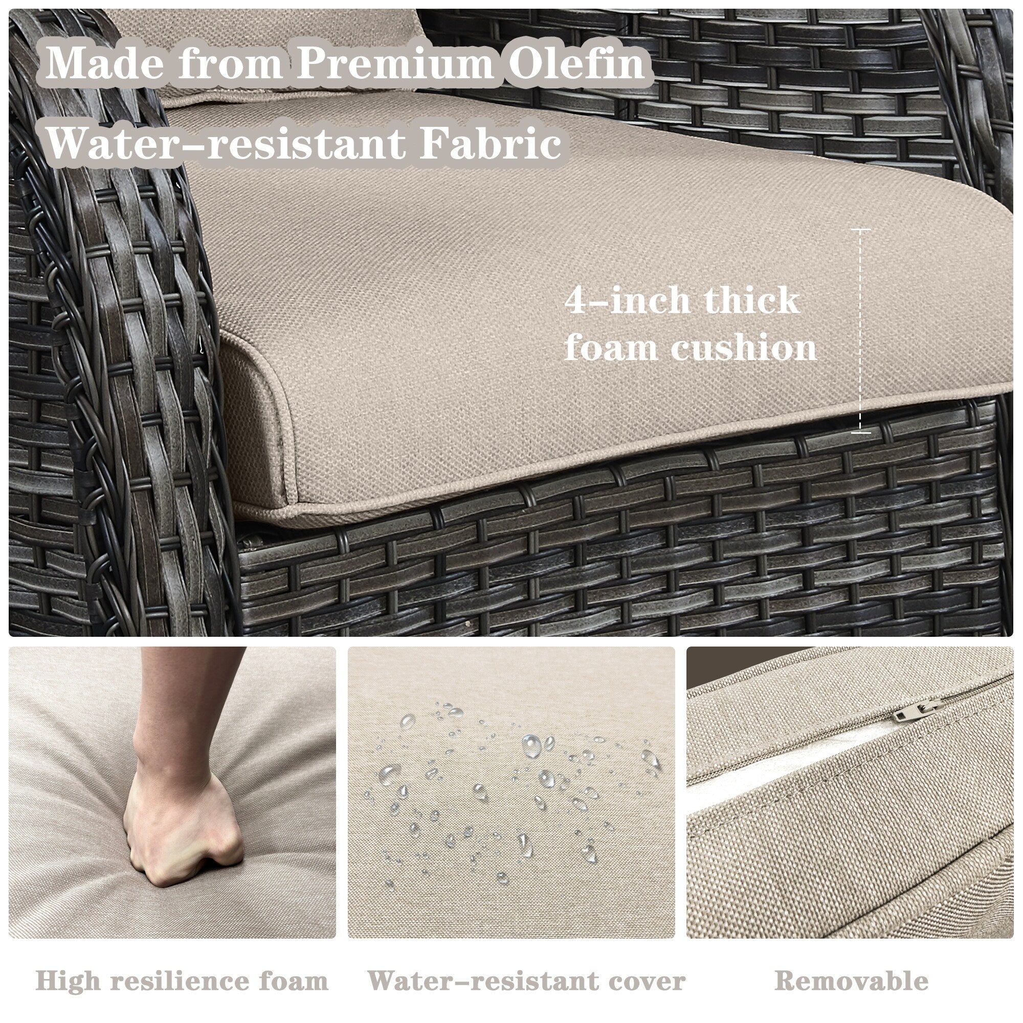 Gymojoy Chaise longue à bascule en osier pour extérieur avec base pivotante (lot de 2)