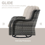 Gymojoy Chaise longue à bascule en osier pour extérieur avec base pivotante (lot de 2)