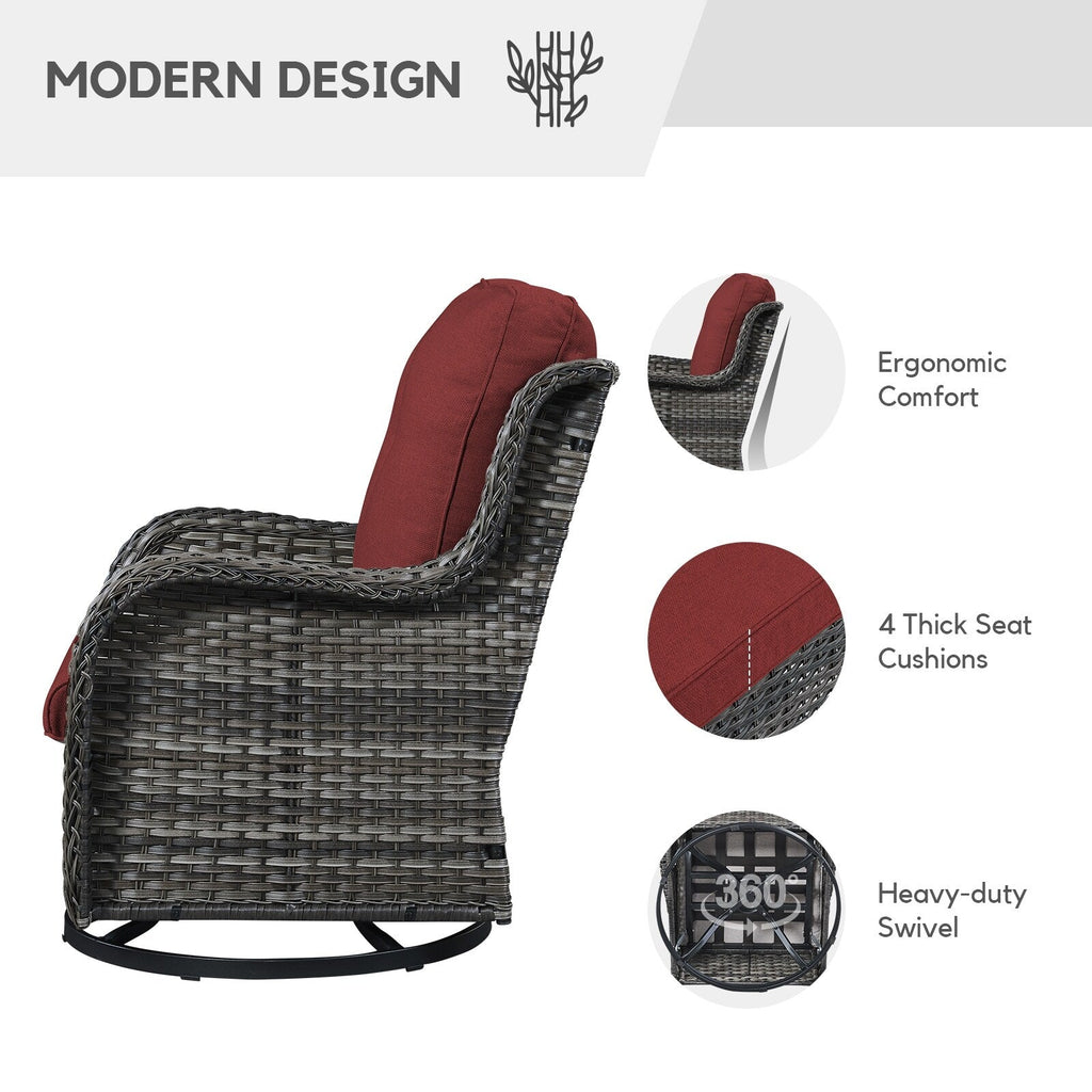 Gymojoy Chaise longue à bascule en osier pour extérieur avec base pivotante (lot de 2)