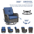 Gymojoy Chaise longue à bascule en osier pour extérieur avec base pivotante (lot de 2)