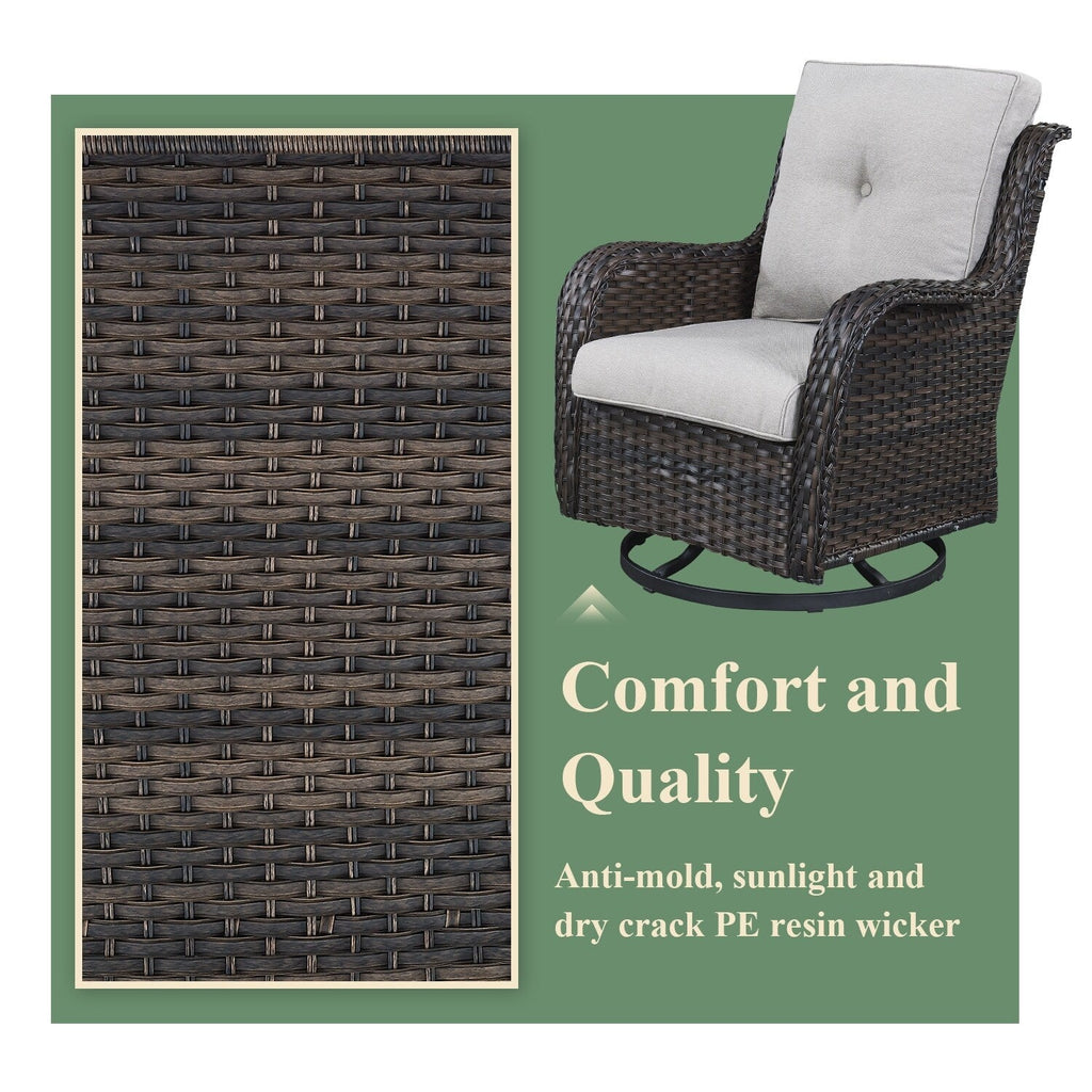 Gymojoy Chaise longue à bascule en osier pour extérieur avec base pivotante (lot de 2)