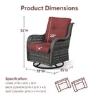 Gymojoy Chaise longue à bascule en osier pour extérieur avec base pivotante (lot de 2)