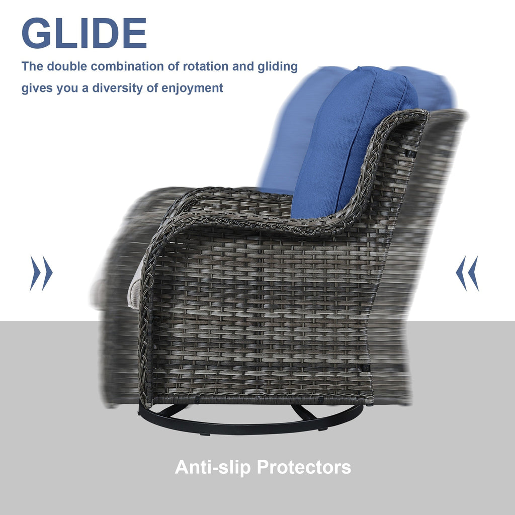 Gymojoy Chaise longue à bascule en osier pour extérieur avec base pivotante (lot de 2)