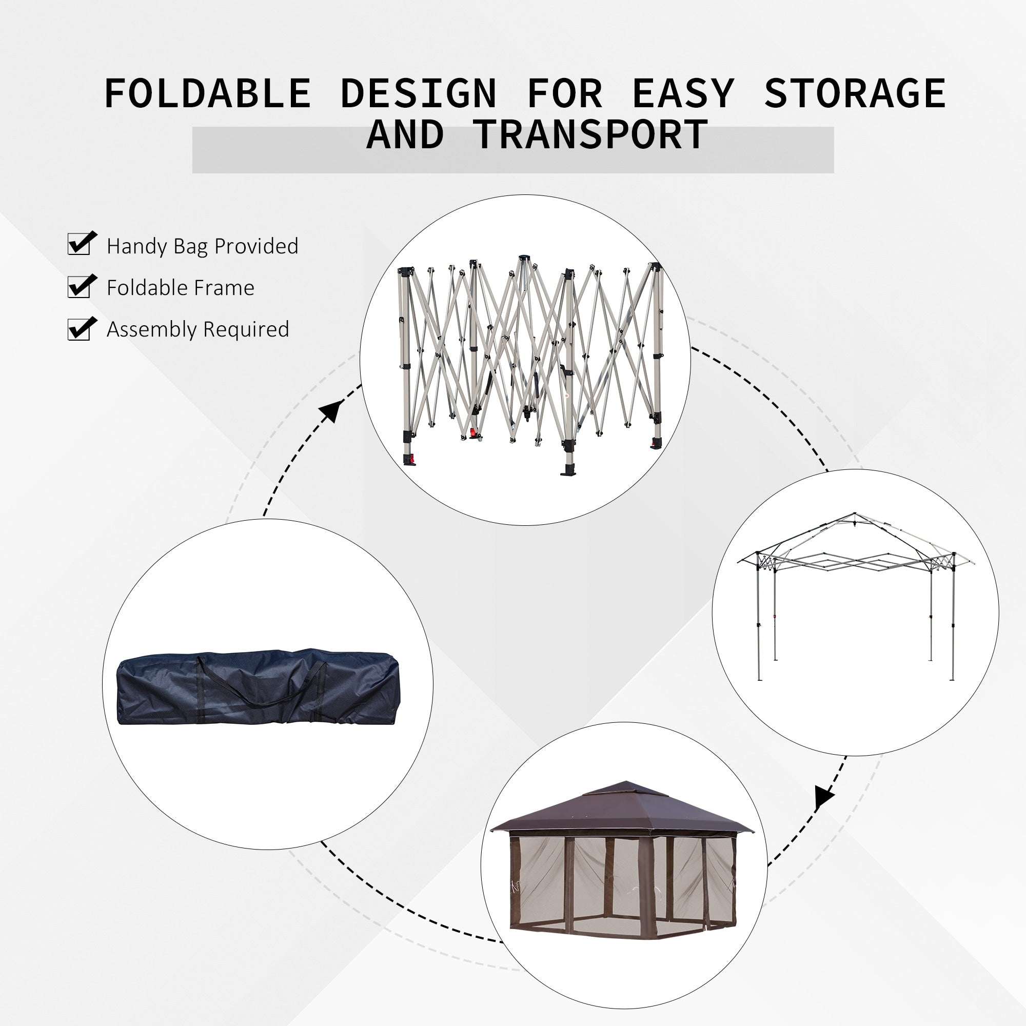 Outsunny Tente instantanée pliable avec auvent pare-soleil à ouverture rapide, 3,6 m x 3,6 m, avec moustiquaire latérale et hauteur réglable sur 3 niveaux.