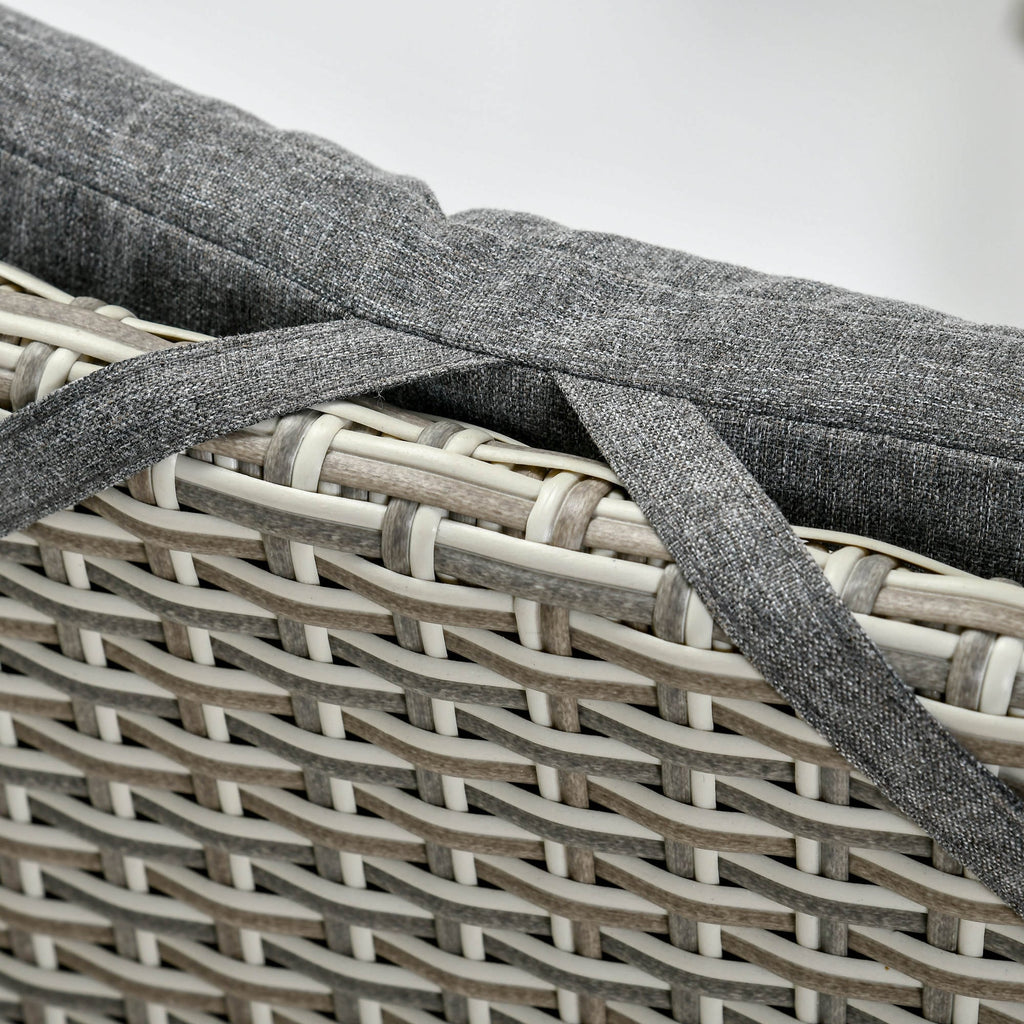 Outsunny Ensemble de canapé en rotin PE pour patio, 3 pièces, chaises inclinables d'extérieur, table basse en plastique imitation bois