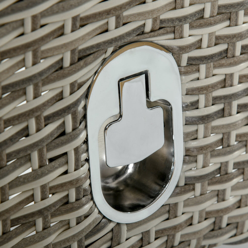 Outsunny Ensemble de canapé en rotin PE pour patio, 3 pièces, chaises inclinables d'extérieur, table basse en plastique imitation bois