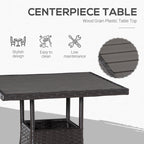 Outsunny Ensemble de canapé en rotin PE pour patio, 3 pièces, chaises inclinables d'extérieur, table basse en plastique imitation bois