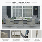 Outsunny Ensemble de canapé en rotin PE pour patio, 3 pièces, chaises inclinables d'extérieur, table basse en plastique imitation bois