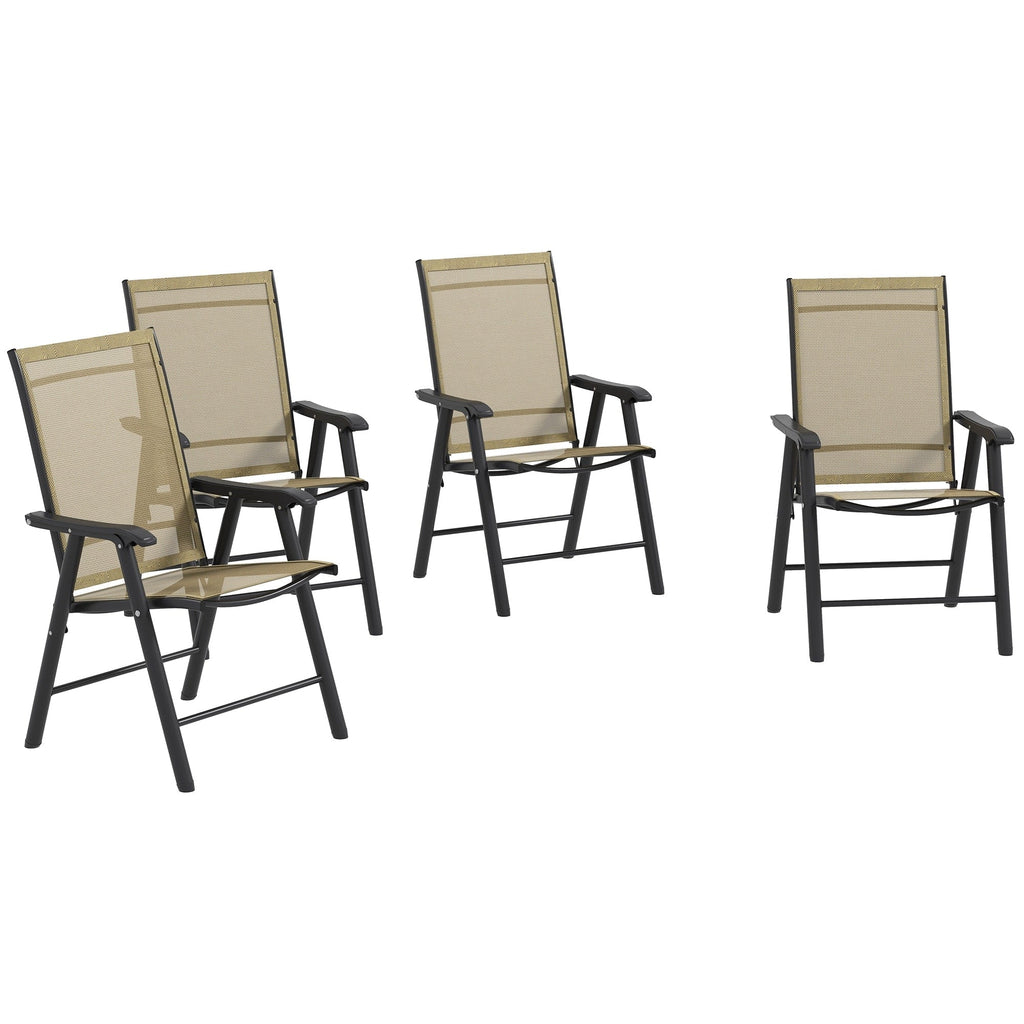 Outsunny Ensemble de 4 chaises de jardin pliantes avec un design simple et chic, confortables pour la terrasse, le jardin, la cour et les voyages.