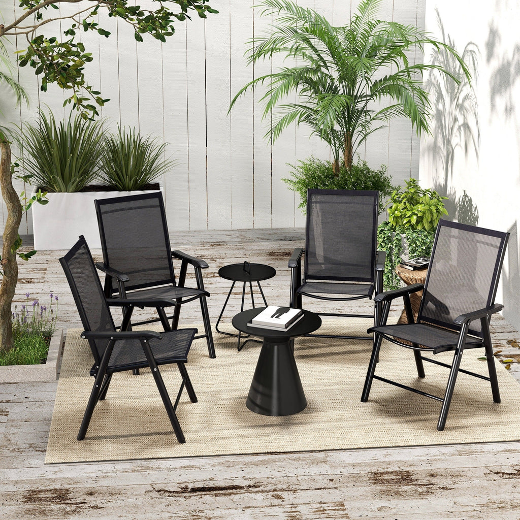 Outsunny Ensemble de 4 chaises de jardin pliantes avec un design simple et chic, confortables pour la terrasse, le jardin, la cour et les voyages.