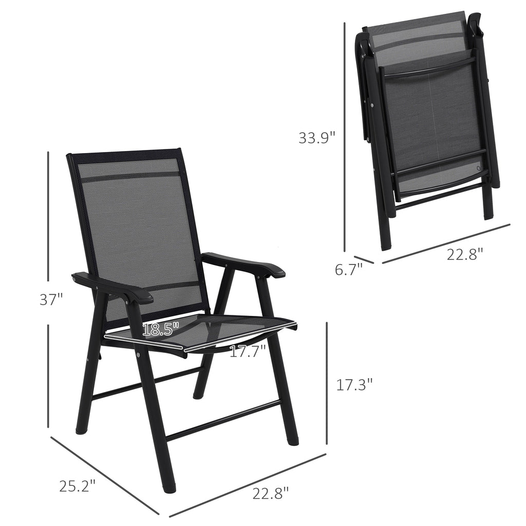 Outsunny Ensemble de 4 chaises de jardin pliantes avec un design simple et chic, confortables pour la terrasse, le jardin, la cour et les voyages.