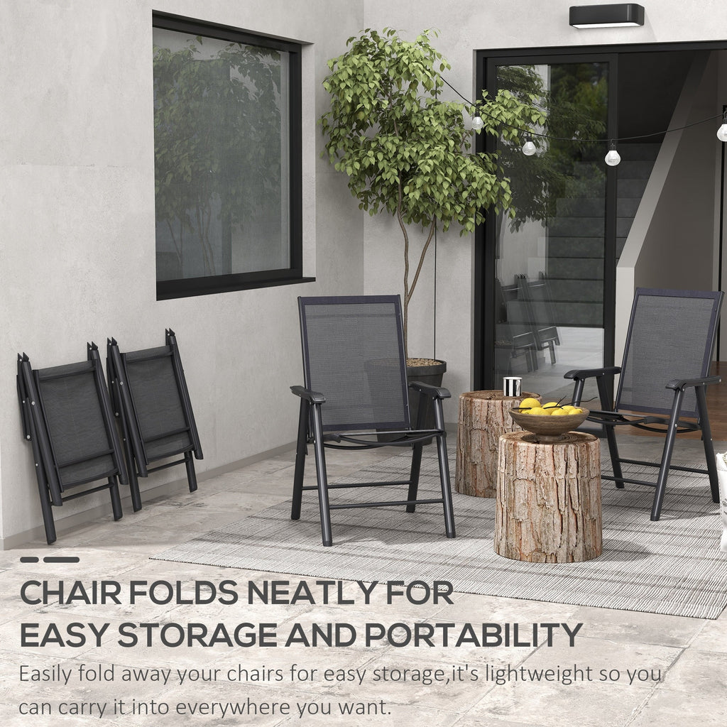 Outsunny Ensemble de 4 chaises de jardin pliantes avec un design simple et chic, confortables pour la terrasse, le jardin, la cour et les voyages.