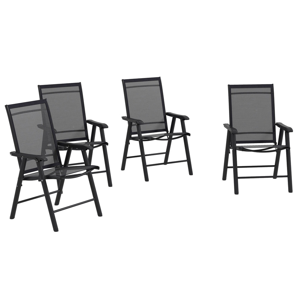 Outsunny Ensemble de 4 chaises de jardin pliantes avec un design simple et chic, confortables pour la terrasse, le jardin, la cour et les voyages.