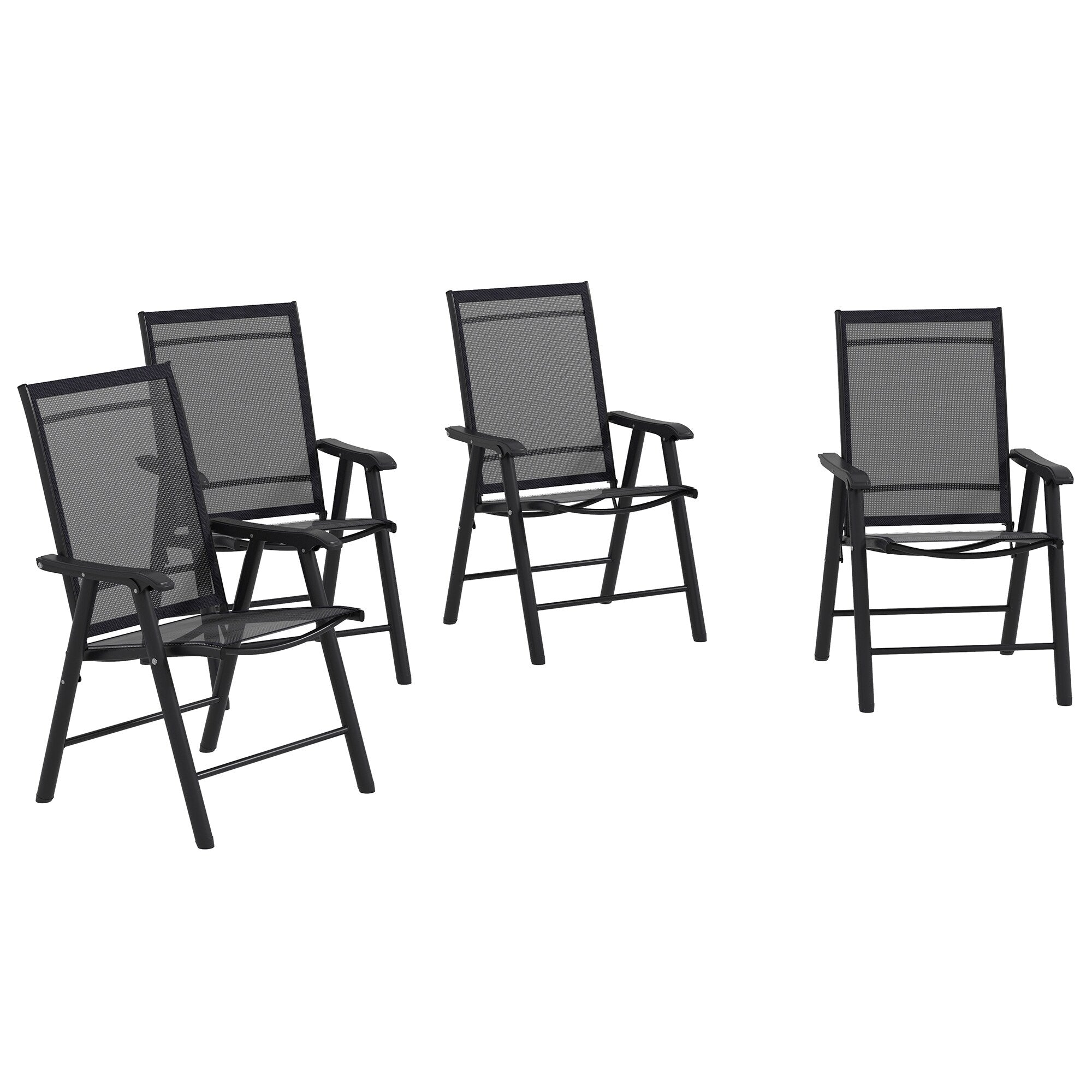 Outsunny Ensemble de 4 chaises de jardin pliantes avec un design simple et chic, confortables pour la terrasse, le jardin, la cour et les voyages.