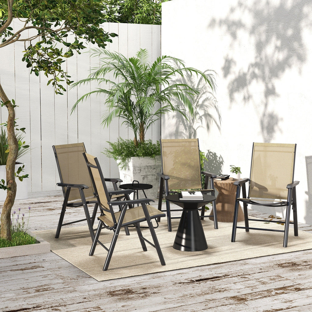 Outsunny Ensemble de 4 chaises de jardin pliantes avec un design simple et chic, confortables pour la terrasse, le jardin, la cour et les voyages.