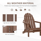Chaise de plage pliante Outsunny Adirondack, chaise longue en plastique HDPE pour extérieur, résistante aux intempéries, pour patio, terrasse et mobilier de jardin.