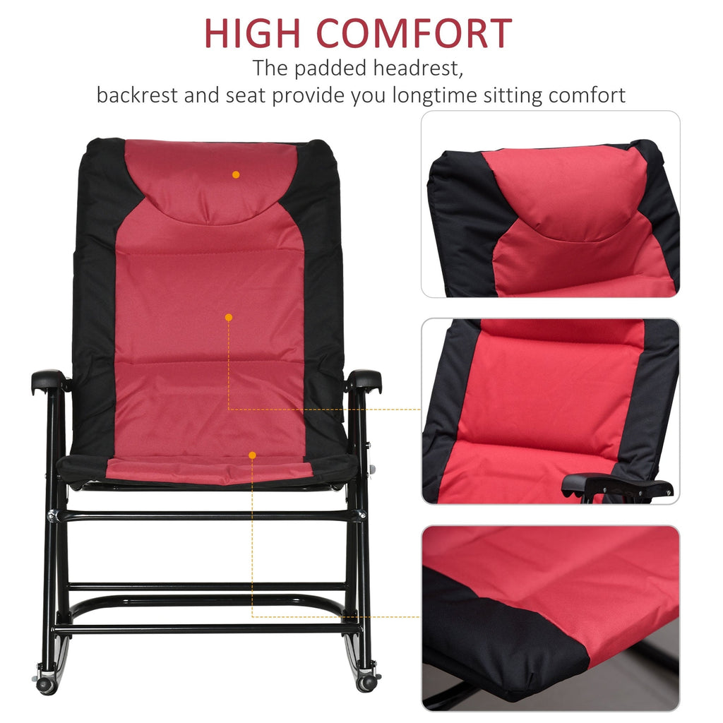 Ensemble de fauteuil à bascule pliant Outsunny avec assise et dossier rembourrés, oreiller