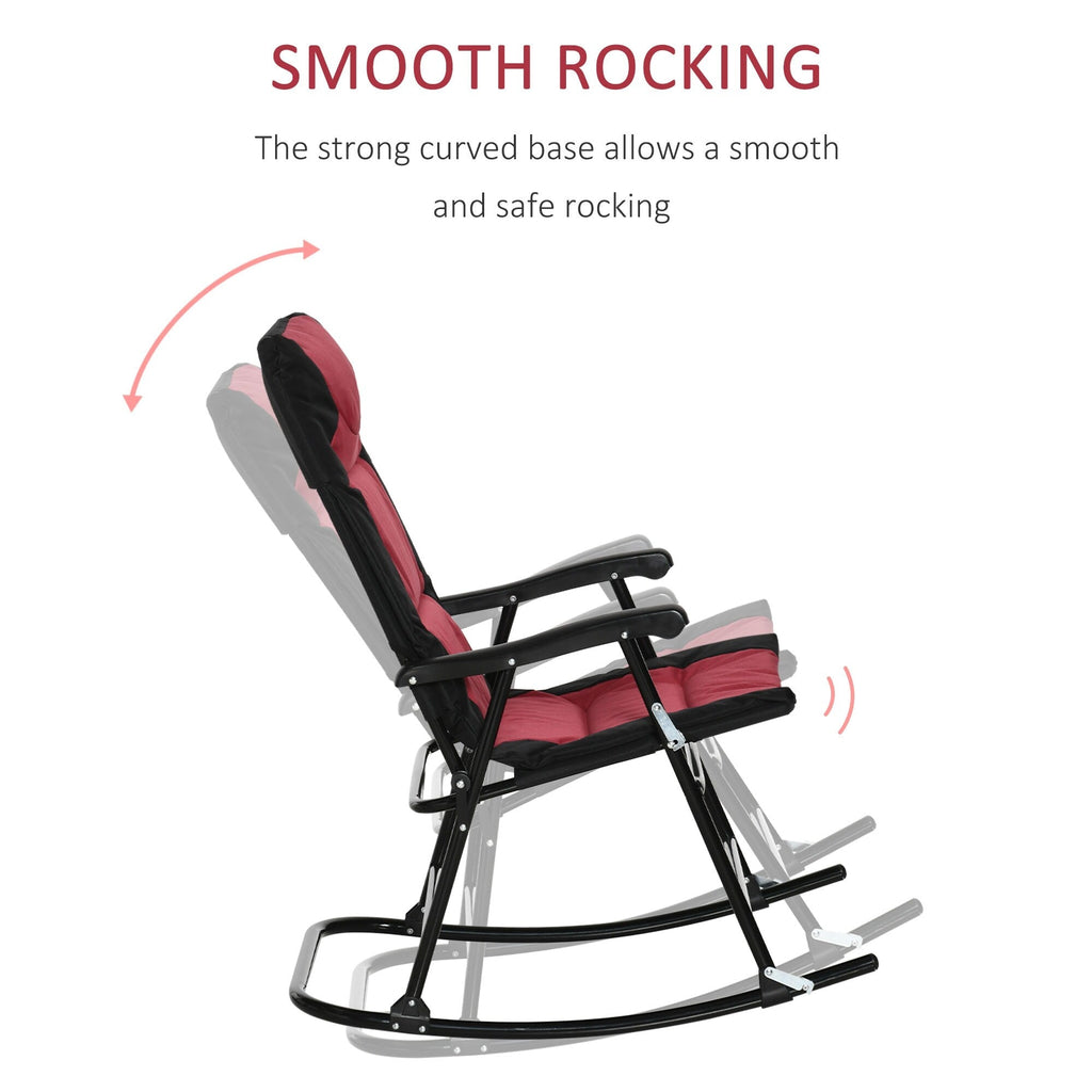 Ensemble de fauteuil à bascule pliant Outsunny avec assise et dossier rembourrés, oreiller