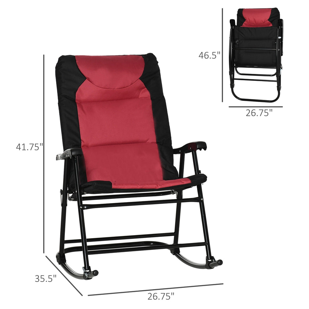Ensemble de fauteuil à bascule pliant Outsunny avec assise et dossier rembourrés, oreiller