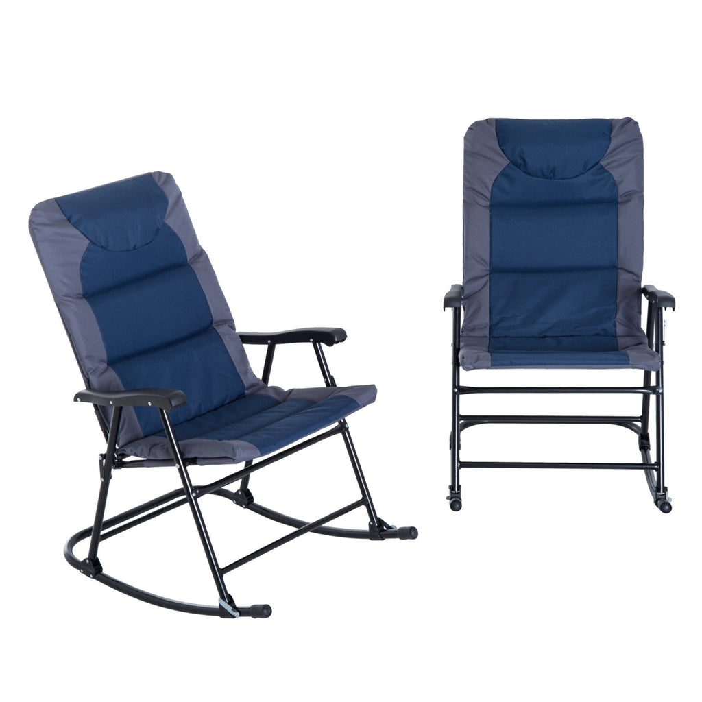 Ensemble de fauteuil à bascule pliant Outsunny avec assise et dossier rembourrés, oreiller