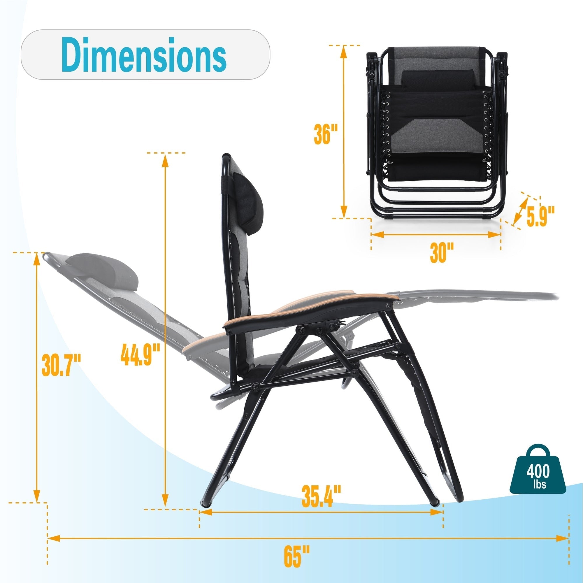 Fauteuil XL surdimensionné à dossier zéro gravité, avec accoudoirs larges, inclinable et réglable, avec porte-gobelets - N/A