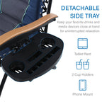 Fauteuil XL surdimensionné à dossier zéro gravité, avec accoudoirs larges, inclinable et réglable, avec porte-gobelets - N/A