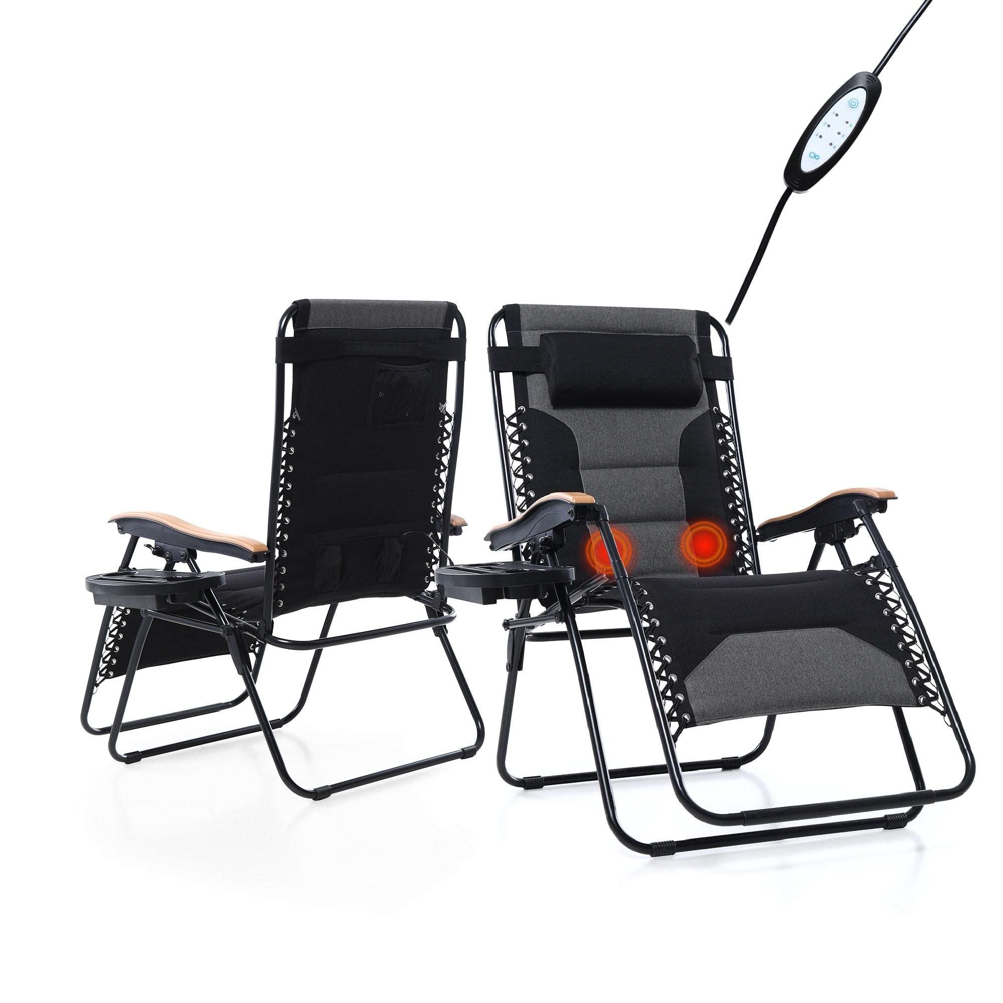 Fauteuil XL surdimensionné à dossier zéro gravité, avec accoudoirs larges, inclinable et réglable, avec porte-gobelets - N/A