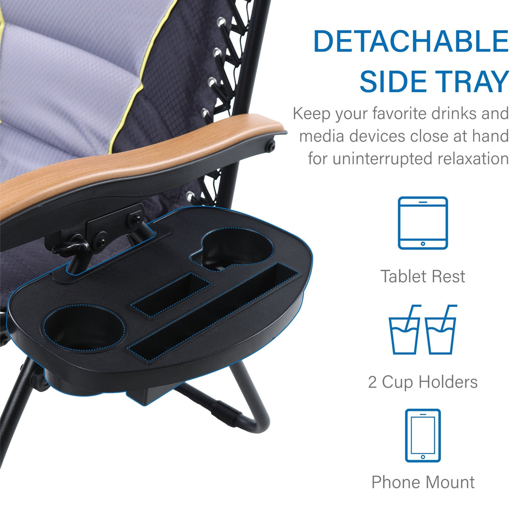 Fauteuil XL surdimensionné à dossier zéro gravité, avec accoudoirs larges, inclinable et réglable, avec porte-gobelets - N/A