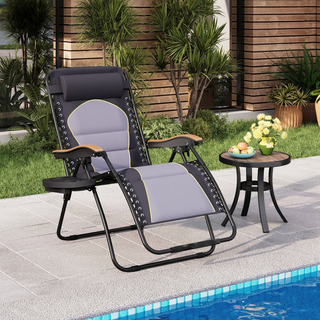 Fauteuil XL surdimensionné à dossier zéro gravité, avec accoudoirs larges, inclinable et réglable, avec porte-gobelets - N/A