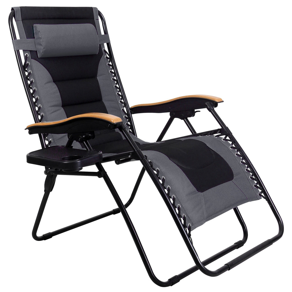 Fauteuil XL surdimensionné à dossier zéro gravité, avec accoudoirs larges, inclinable et réglable, avec porte-gobelets - N/A