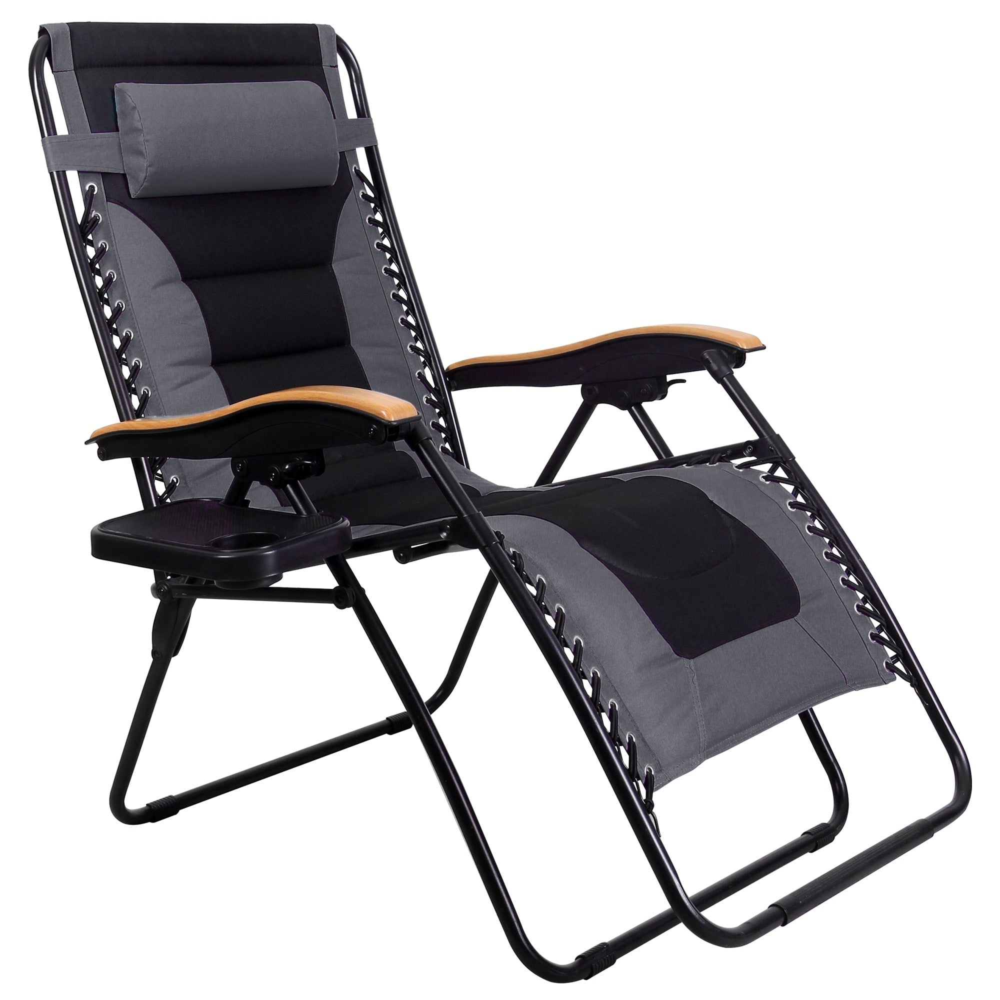 Fauteuil XL surdimensionné à dossier zéro gravité, avec accoudoirs larges, inclinable et réglable, avec porte-gobelets - N/A