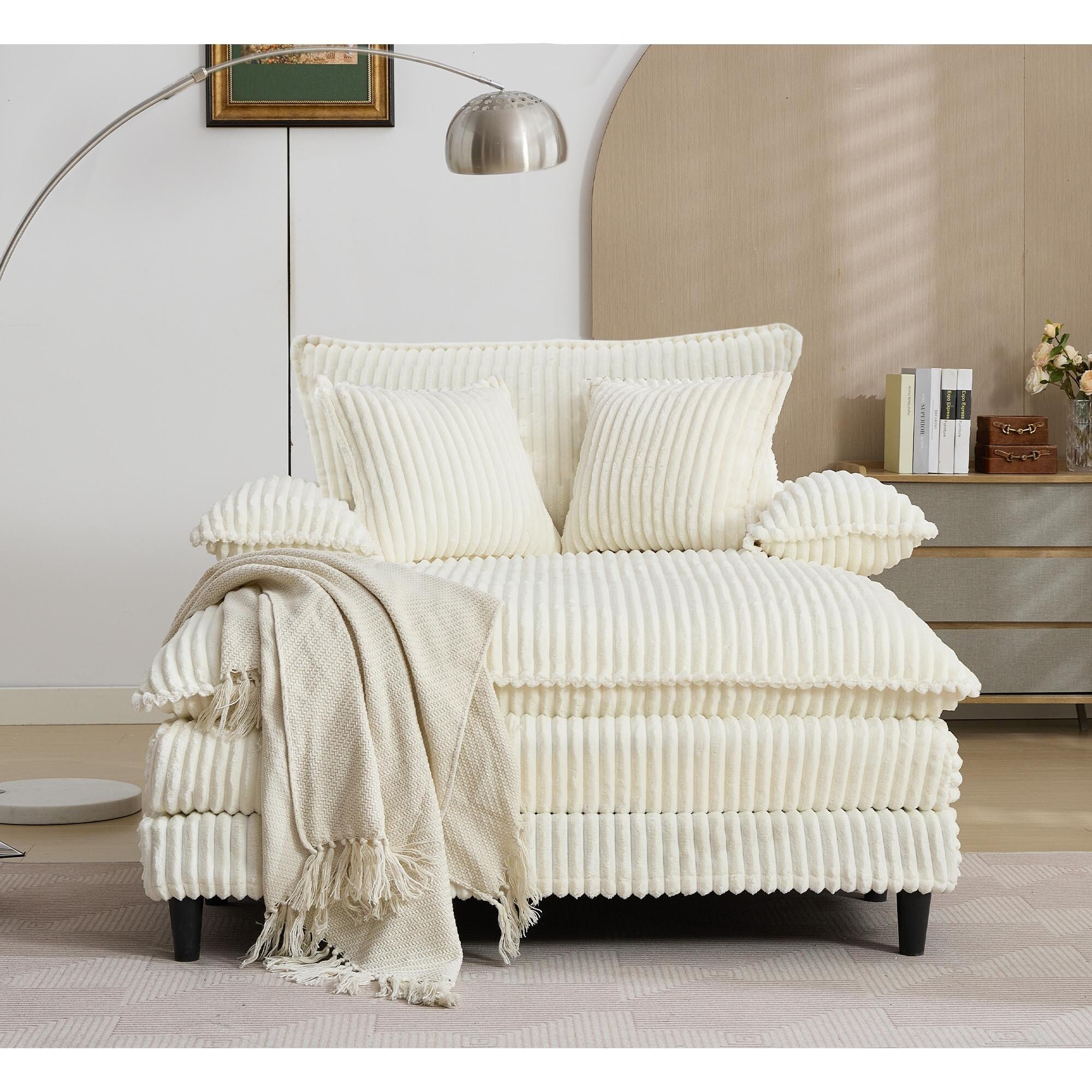 Canapé-lit surdimensionné en velours côtelé moelleux, réglable