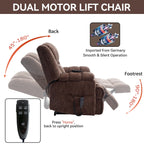 Fauteuil inclinable électrique surdimensionné en chenille avec massage et chauffage lombaire, inclinaison à positions infinies
