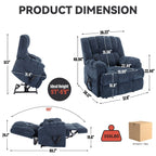 Fauteuil inclinable électrique surdimensionné en chenille avec massage et chauffage lombaire, inclinaison à positions infinies
