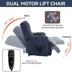 Fauteuil inclinable électrique surdimensionné en chenille avec massage et chauffage lombaire, inclinaison à positions infinies