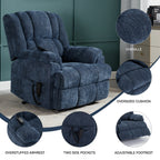 Fauteuil inclinable électrique surdimensionné en chenille avec massage et chauffage lombaire, inclinaison à positions infinies