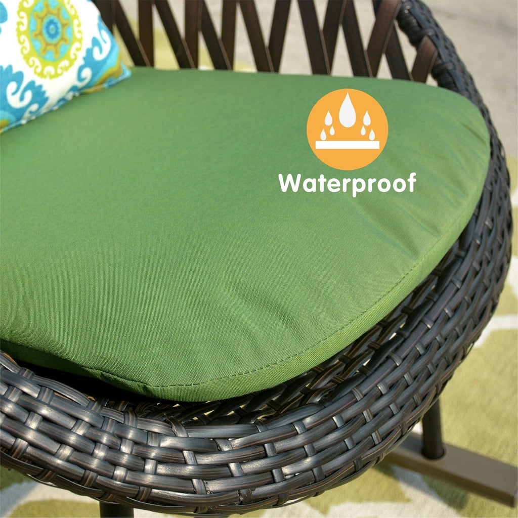 Ensemble bistro de patio OVIOS 3 pièces avec fauteuil à bascule et table basse en verre