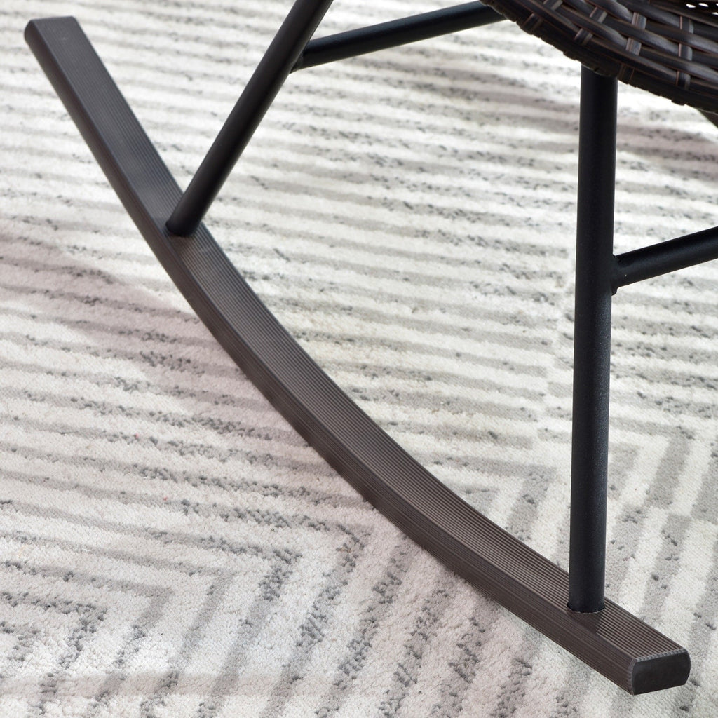 Ensemble bistro de patio OVIOS 3 pièces avec fauteuil à bascule et table basse en verre