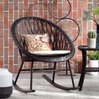 Ensemble bistro de patio OVIOS 3 pièces avec fauteuil à bascule et table basse en verre