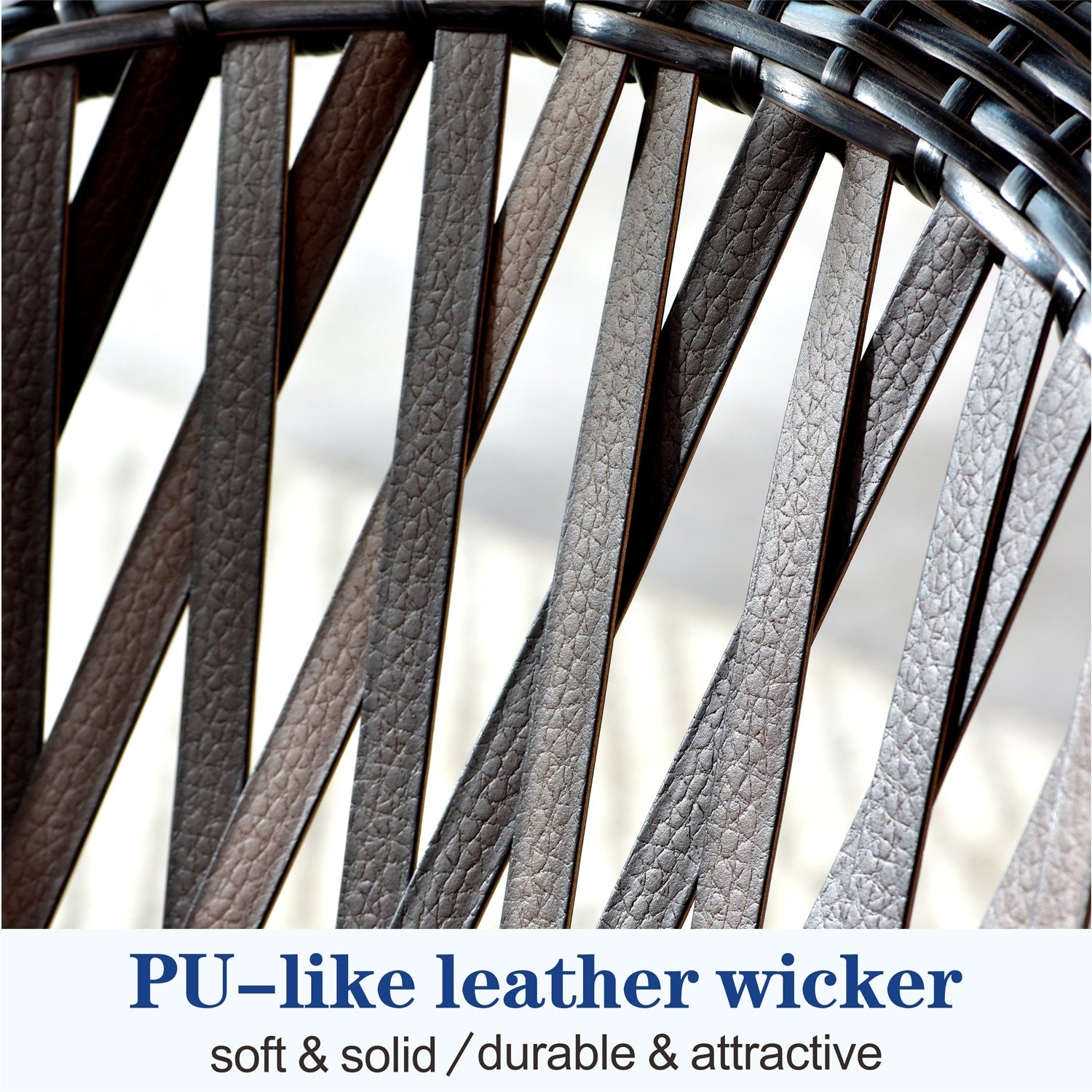 Ensemble bistro de patio OVIOS 3 pièces avec fauteuil à bascule et table basse en verre