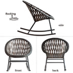 Ensemble bistro de patio OVIOS 3 pièces avec fauteuil à bascule et table basse en verre