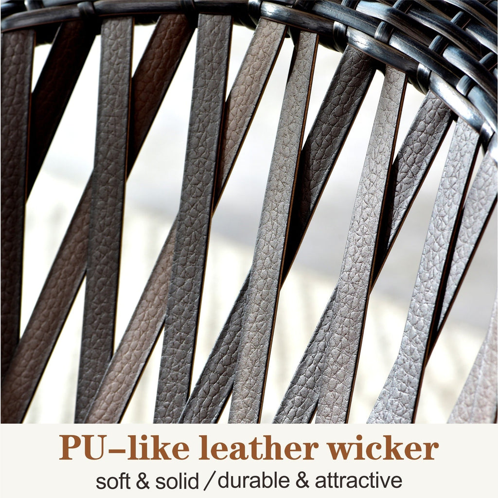 Ensemble bistro de patio OVIOS 3 pièces avec fauteuil à bascule et table basse en verre